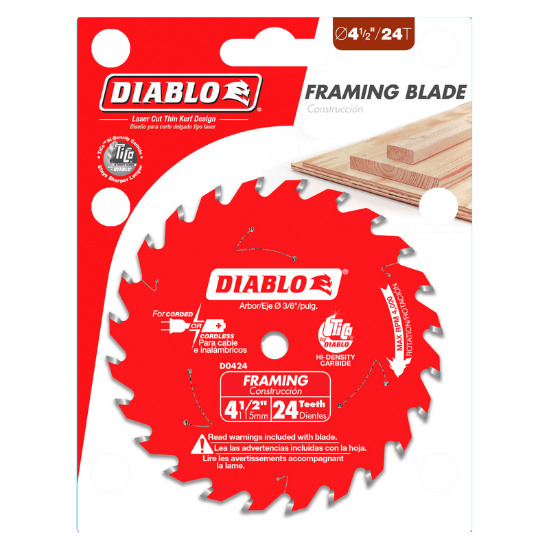 Diablo D0424X 4-1/2 in. x 24 Tooth Framing/Trim Saw Blade, New