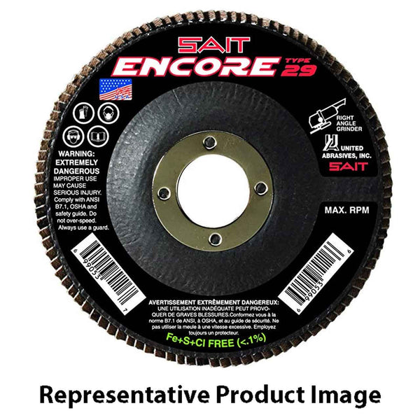 United Abrasives 79128 5x7/8 Encore Type 29 General Purpose No Hub Zirconium Flap Discs 60 Grit, 1 Pack, New