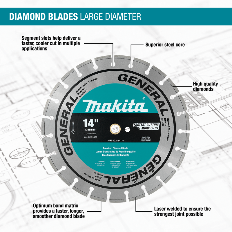 Makita A-94736 14" Segmented Rim General Purpose Diamond Blade, (New) - ToolSteal.com