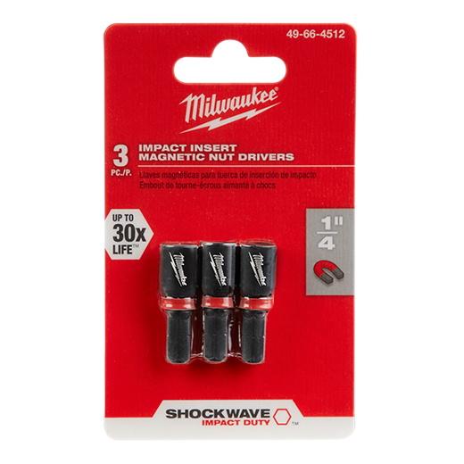 Milwaukee 49-66-4512 Shockwave 1/4 in. Insert Nutdriver 3 Pack, New