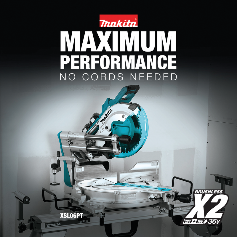 Makita XSL06PT-R 18V X2 36V LXT Lithium‑Ion Brushless Cordless 10 in. Dual‑Bevel Sliding Compound Miter Saw with Laser Kit 5.0Ah, Reconditioned - PICK UP ONLY