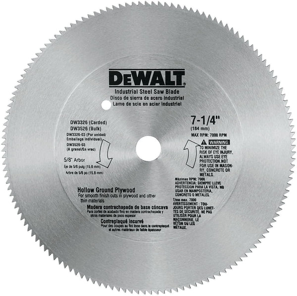 DeWalt DW3326 7-1/4 Inch 140T Steel Plywood Blade, New