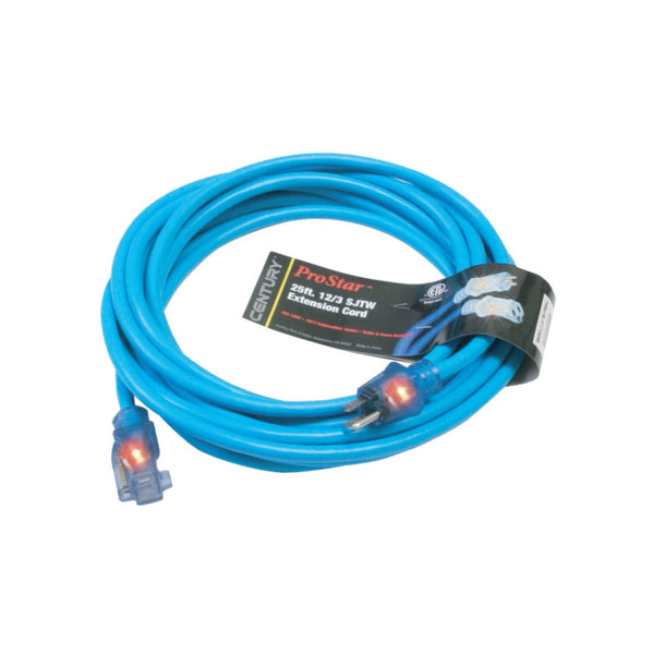 Century Wire And Cable D11712050BL ProStar - 50 ft. 12/3 SJTW Heavy Duty Lighted Extension Cords - Blue, New
