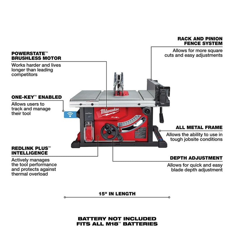 Milwaukee 2736-80 M18 FUEL 8-1/4 in. Table Saw w/ ONE-KEY, Reconditioned