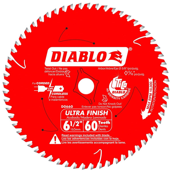 Diablo D0660A Ultra Finish Circular Saw Blade 6-1/2 in. 60T, New