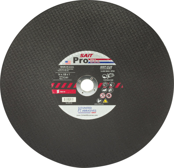 United Abrasives 24135 14x1/8x1 Pro Metal Economical Portable Saw Cut-Off Wheel, 1 Pack, New