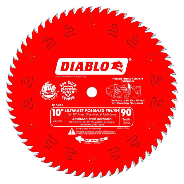 Diablo D1090X 10 in. x 90 Tooth Ultimate Polished Finish Saw Blade, New