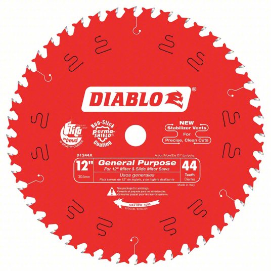 Diablo D1244X 12 in. x 44 Tooth General Purpose Wood Saw Blade, New