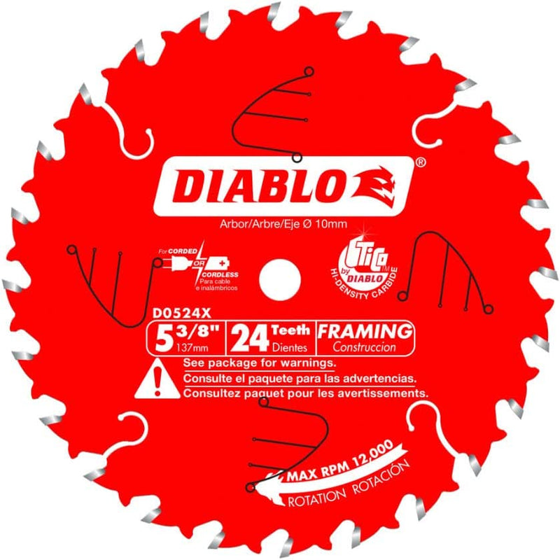 Diablo D0524X 5-3/8 in. x 24 Tooth Framing Trim Saw Blade, New