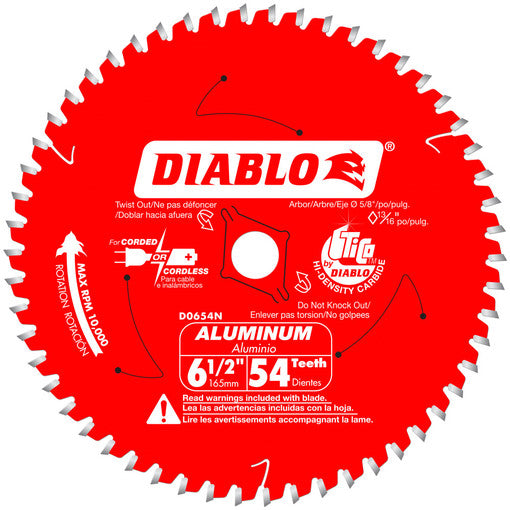 Diablo D0654NA 6-1/2 in. x 54 Tooth Medium Aluminum Cutting Saw Blade, New