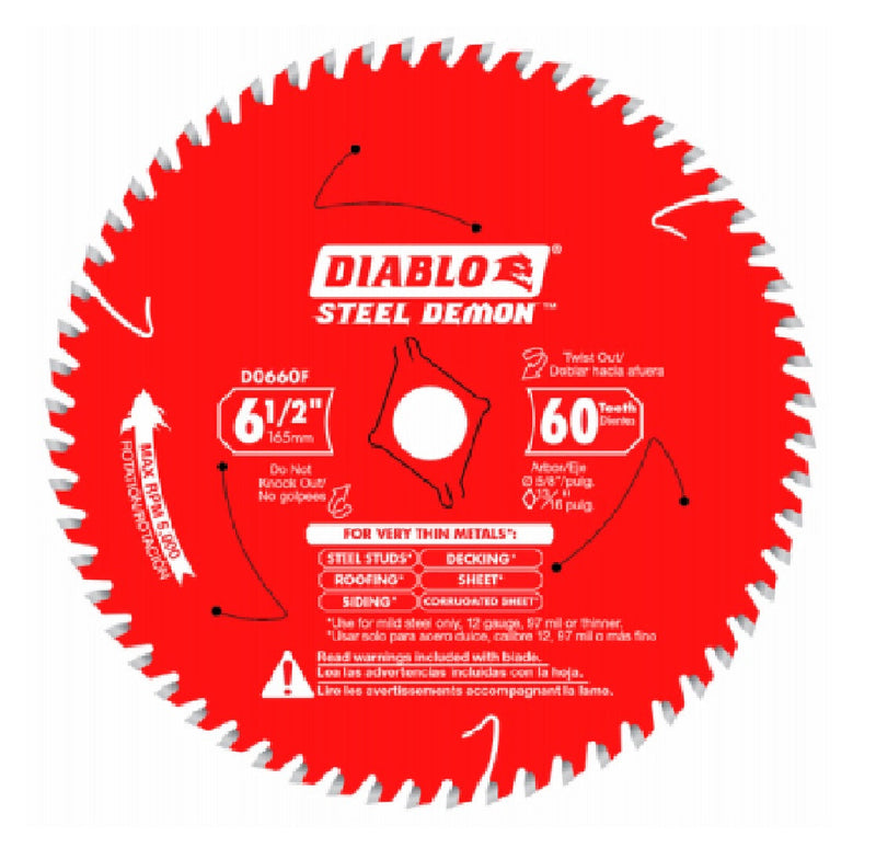 Diablo D0660FA Steel Demon 6-1/2 in. x 60 Tooth Saw Blade for Very Thin Mild Steels, New