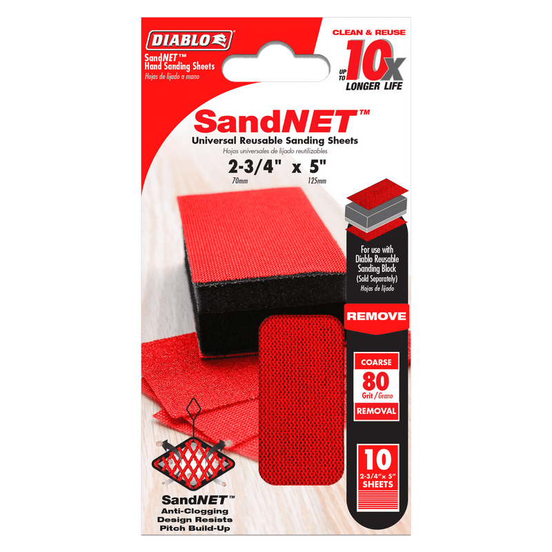 Diablo DND234080S10N 2-3/4 in. x 5 in. 80-Grit SandNET Reusable Sanding Sheets, New