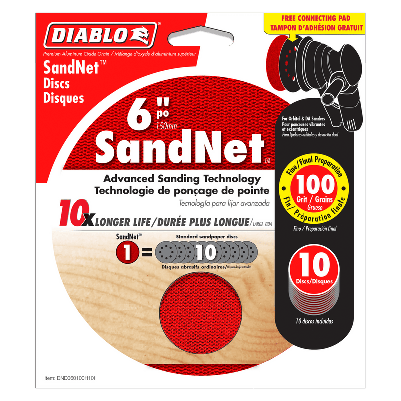 Diablo DND060100H10I 6 in. 100 Grit SandNET Discs with Connection Pad, New