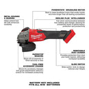 Milwaukee 2889-80 M18 FUEL 4-1/2 in. / 5 in. Variable Speed Braking Grinder, Reconditioned