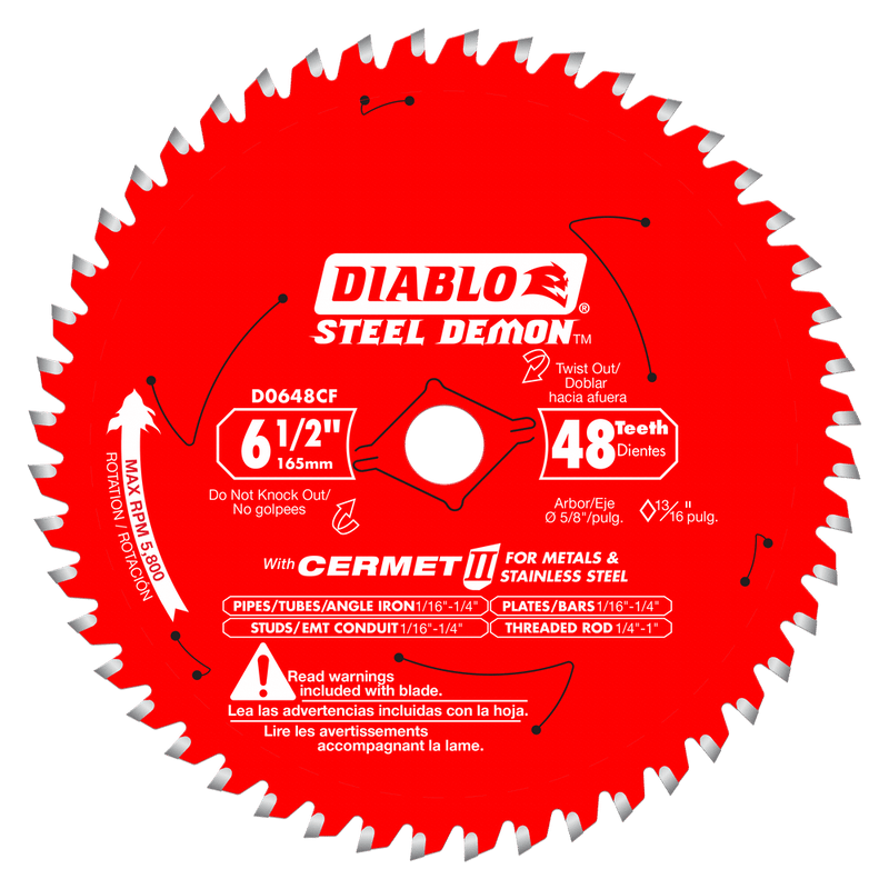 Diablo D0648CFA 6-1/2 in. x 48 Tooth Steel Demon Cermet II Saw Blade for Metals and Stainless Steel, New