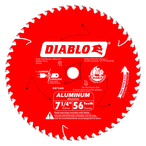 Diablo D0756NA Thick Aluminum Cutting Saw Blade 7-1/4 in.x 56T, New