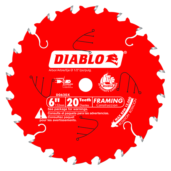 Diablo D0620X 6 in. x 1/2 in. x 20T Framing Blade, New