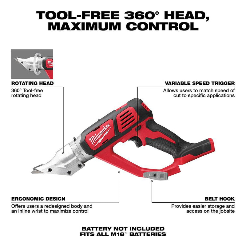 Milwaukee 2635-80 M18 Shear Cordless 18 Gauge Double Cut, Reconditioned