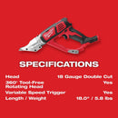 Milwaukee 2635-80 M18 Shear Cordless 18 Gauge Double Cut, Reconditioned