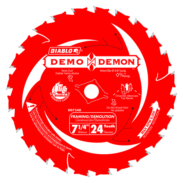 Diablo D0724DA 7-1/4 in. 24-Tooth Demo Demon Framing/Demolition Saw Blade, New