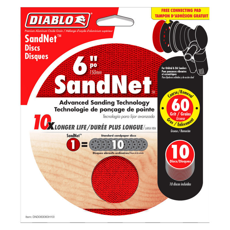 Diablo DND060060H10I 6 in. 60 Grit SandNET Discs with Connection Pad, New