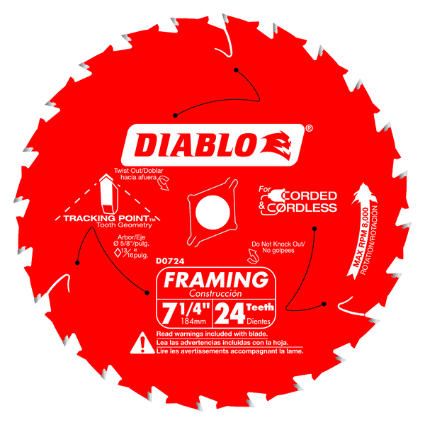 Diablo D0724A 7-1/4 in. x 24 Tooth Framing Saw Blade, New