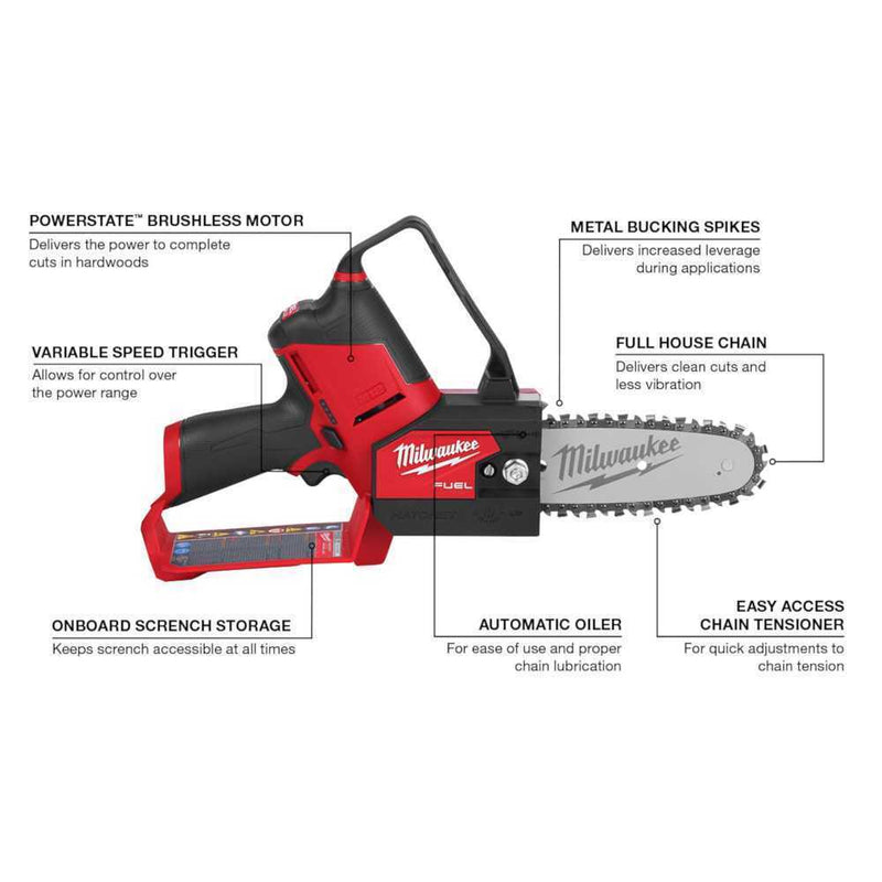 Milwaukee 2527-80 M12 FUEL Brushless Cordless 6 in. Hatchet Pruning Saw Tool Only, Reconditioned