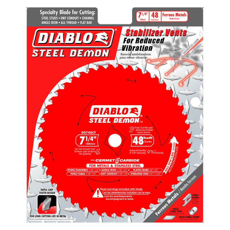Diablo D0748CFA 7-1/4 in. x 48 Tooth Steel Demon Cermet II Saw Blade for Metals and Stainless Steel, New