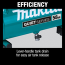 Makita MAC100Q-R Quiet Series 1/2 HP, 1 Gallon Compact, Oil‑Free, Electric Air Compressor, Reconditioned