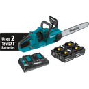 Makita XCU04PT1-R 36V 18V X2 LXT Brushless 16 in. Chain Saw Kit with 4 Batteries 5.0Ah, Reconditioned