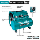 Makita MAC320Q-R Quiet Series 1‑1/2 HP, 3 Gallon, Oil‑Free, Electric Air Compressor, Reconditioned