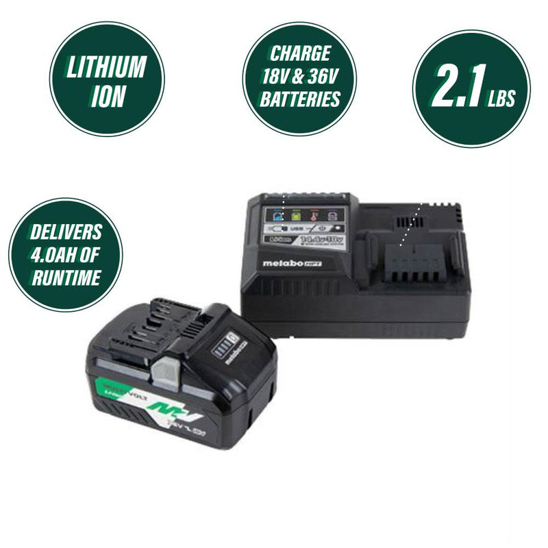 Metabo HPT UC18YSL3B1M 18V/36V Lithium-Ion Battery and Charger Kit, New