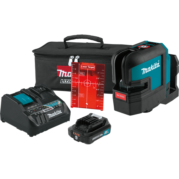 Makita SK105DNAX 12V max CXT Lithium‑Ion Cordless Self‑Leveling Cross‑Line Red Beam Laser Kit 2.0Ah, New