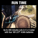 Makita XCU04CM1-R 36V 18V X2 LXT Brushless 16 in. Chain Saw Kit with 4 Batteries 4.0Ah, Reconditioned