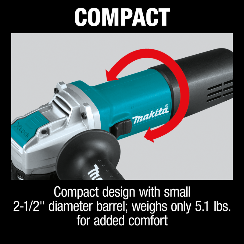 Makita GA4570-R 4‑1/2" X‑LOCK Angle Grinder, with AC/DC Switch, Reconditioned