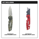 Milwaukee 48-22-1524D 2 Pack FASTBACK Folding Knife Set, New