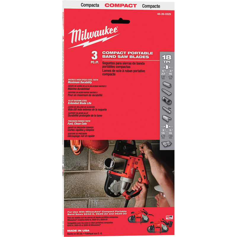 Milwaukee 48-39-0529 18 TPI Compact Portable Band Saw Blade, 3 Pack (New) - ToolSteal.com
