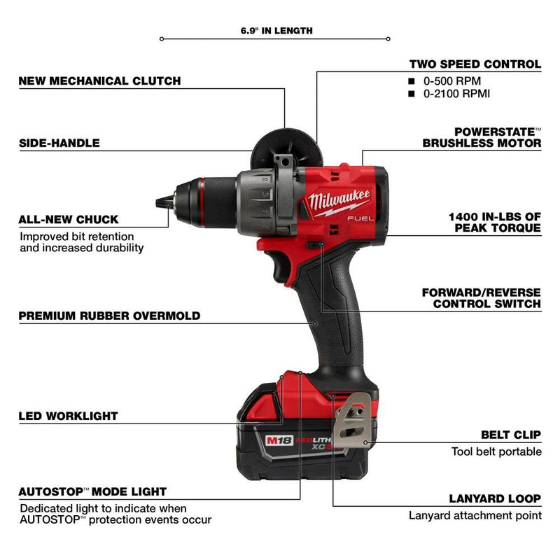 Milwaukee 2904-22 M18 FUEL 1/2 in. Hammer Drill/Driver Kit, New