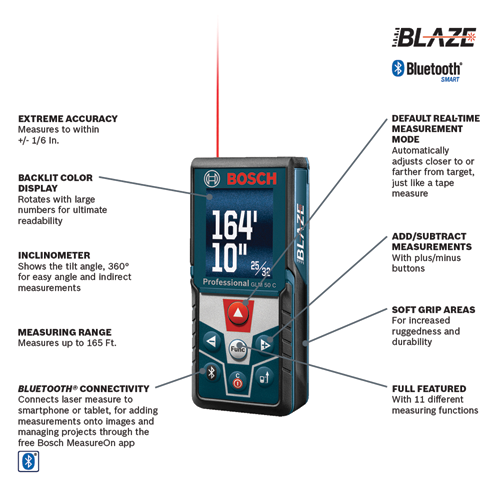 Bosch GLM50C 165 Ft. Laser Measure New