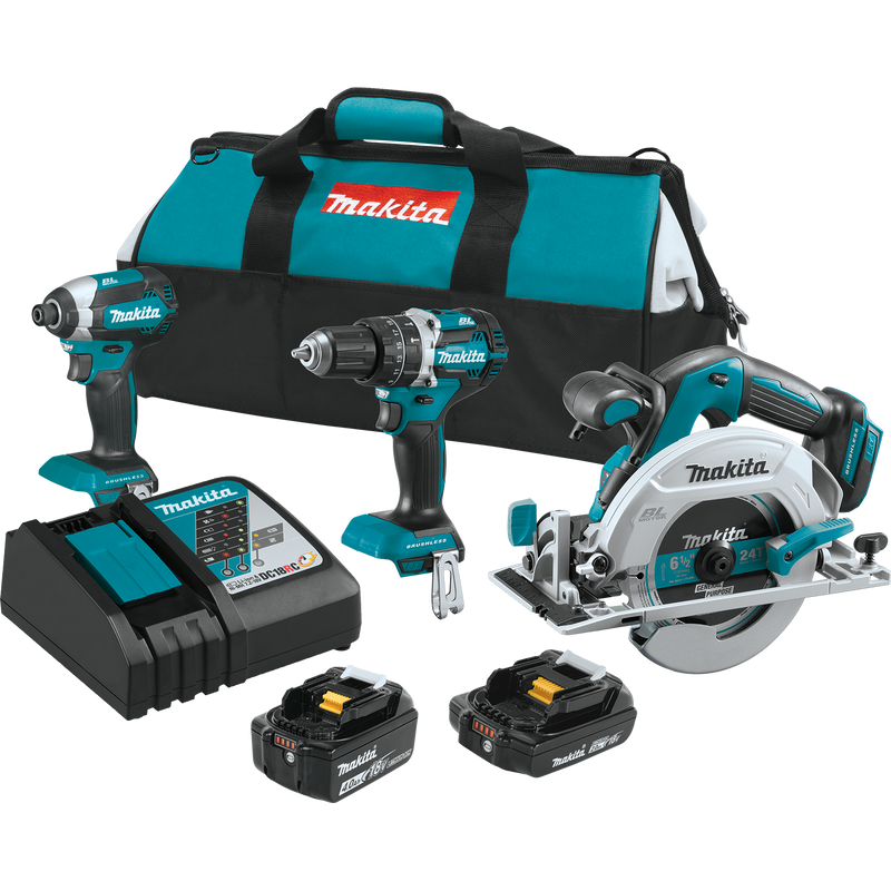 Makita XT333X1 18V LXT Lithium‑Ion Brushless Cordless 3‑Pc. Combo Kit 4.0Ah, 2.0Ah New