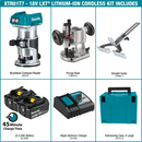 Makita XTR01T7-R 18V LXT Lithium‑Ion Brushless Cordless Compact Router Kit 5.0Ah Reconditioned