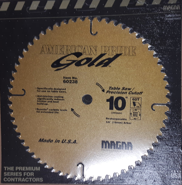 Magna 60238 10 in. 60T Carbide Circular Saw for Table and Miter Saws, New