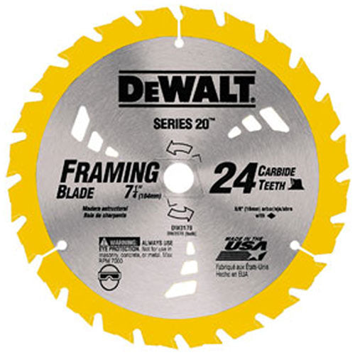 DeWalt DW3578B10 7-1/4 in. X 24 Tooth Carbide-tipped Framing Saw Blade, New