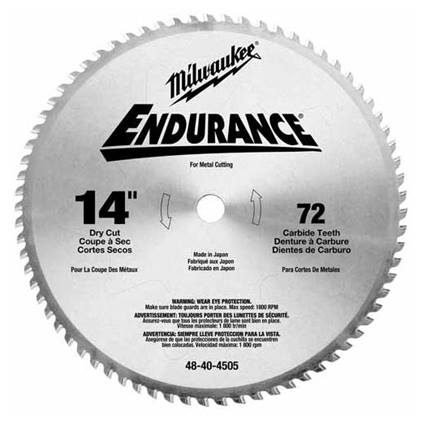 Milwaukee 48-40-4505 14" 72 Teeth Dry Cut Carbide Tipped Circular Saw Blade, (New) - ToolSteal.com