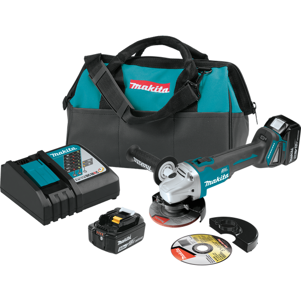 Makita XAG04T 18V LXT Lithium‑Ion Brushless Cordless 4‑1/2 in. / 5 in. Cut‑Off/Angle Grinder Kit 5.0Ah, New