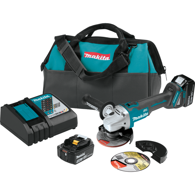 Makita XAG04T 18V LXT Lithium‑Ion Brushless Cordless 4‑1/2 in. / 5 in. Cut‑Off/Angle Grinder Kit 5.0Ah, New