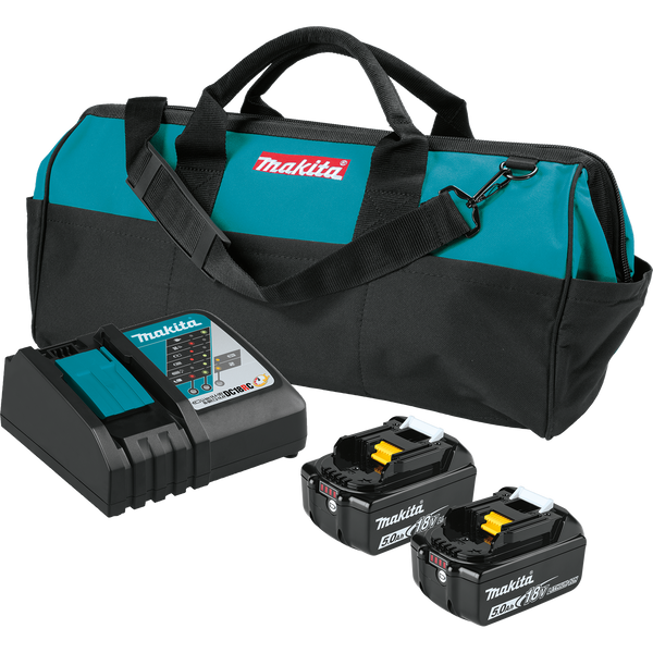 Makita BL1850BDC2X-R 18V LXT® Lithium‑Ion Battery and Rapid Optimum Charger Starter Pack, BL1850B (2 Pc), 5.0Ah Reconditioned