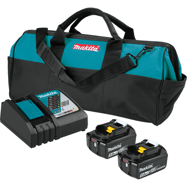 Makita BL1850BDC2X 18V LXT® Lithium‑Ion Battery and Rapid Optimum Charger Starter Pack, BL1850B (2 Pc), 5.0Ah New