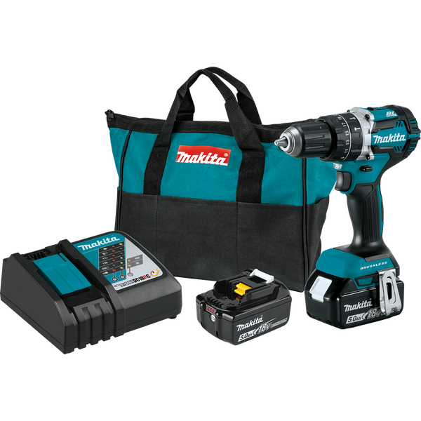 Makita XPH12T-R 18V LXT Lithium‑Ion Compact Brushless Cordless 1/2 in. Hammer Driver‑Drill Kit 5.0Ah, Reconditioned