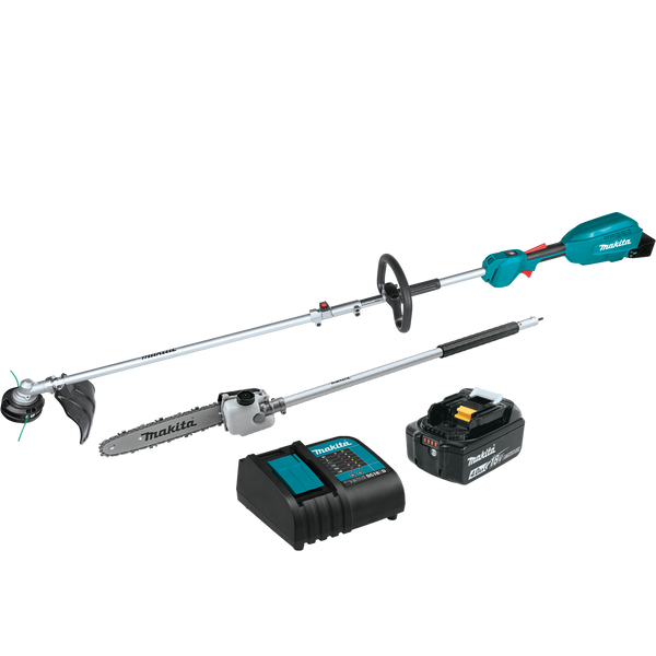 Makita XUX02SM1X4-R 18V LXT Lithium‑Ion Brushless Cordless Couple Shaft Power Head Kit With 13 in. String Trimmer & 10 in. Pole Saw Attachments 4.0Ah, Reconditioned